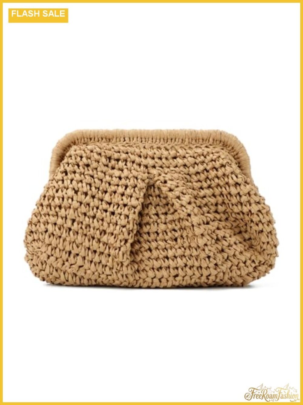 Woven Straw Clutch Purse Women's Wicker Dumpling Bag Chain Detachable Crossbody